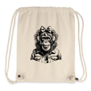 T-shirt Music Lover avec motif orang-outan - Sac à cordon recyclé Stanley/Stella - blanc naturel - Devant