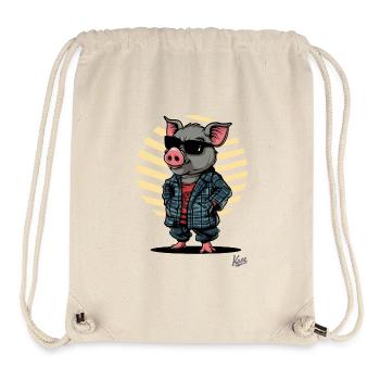 Lumberjack style in flannel shirt, fashion pig - Stanley/Stella Recycled Gym Bag - natural - Front