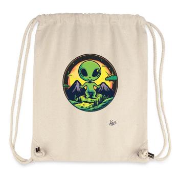 a cute green alien loves nature - Stanley/Stella Recycled Gym Bag - natural - Front
