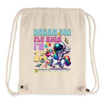 Astronaut Unicorn 15th Birthday - Stanley/Stella Recycled Gym Bag - natural - Front