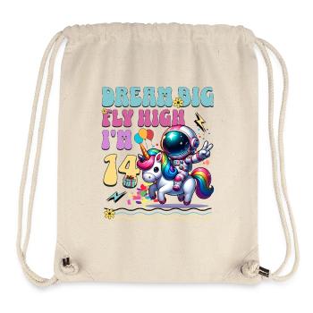 Astronaut Unicorn 14th Birthday - Stanley/Stella Recycled Gym Bag - natural - Front