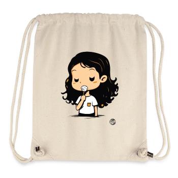 Jolie fille de dessin animé avec des bonbons - Sac à cordon recyclé Stanley/Stella - blanc naturel - Devant