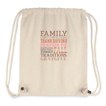Famille Automne Mot Art Thanksgiving Design - Sac à cordon recyclé Stanley/Stella - blanc naturel - Devant
