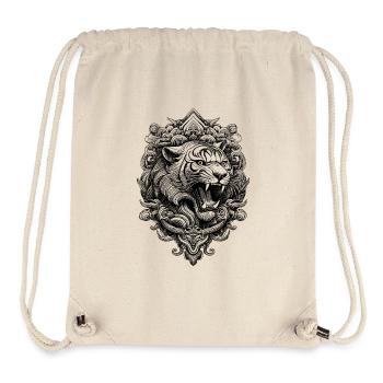 Meditatives Tiger Shirt mit floralen Ornamenten - Stanley/Stella recycelter Gym Bag - Naturweiß - Vorne