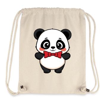 Adorable Panda in Red Bowtie Posing Cheerfully - Stanley/Stella Recycled Gym Bag - natural - Front