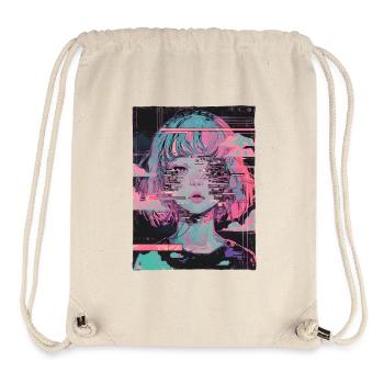 Anime Girl Vaporwave Pastel Goth Glitch Graphic - Stanley/Stella Recycled Gym Bag - natural - Front