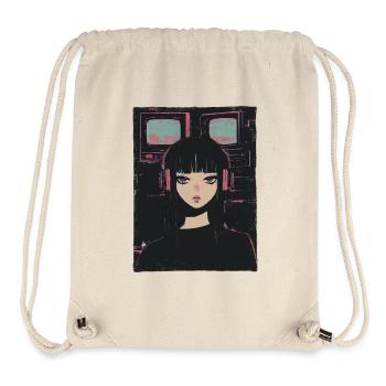 Anime Girl Vaporwave Pastel Goth Dystopian Glitch - Stanley/Stella Recycled Gym Bag - natural - Front