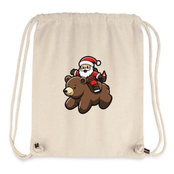 Bear Santa Claus Cartoon - Stanley/Stella Recycled Gym Bag - natural - Front