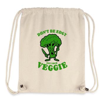 Ne soyez pas énervé, mangez votre Veggie - Brocoli, végétalien - Sac à cordon recyclé Stanley/Stella - blanc naturel - Devant