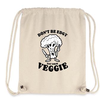 Ne soyez pas énervé, mangez votre Veggie - Brocoli, végétalien - Sac à cordon recyclé Stanley/Stella - blanc naturel - Devant