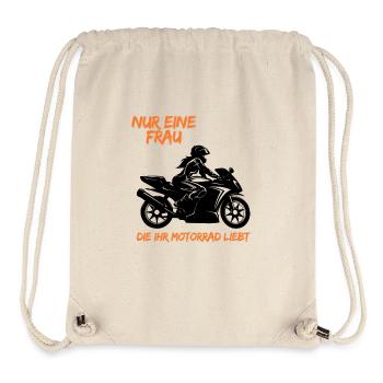 Frau liebt Motorrad - Stanley/Stella recycelter Gym Bag - Naturweiß - Vorne