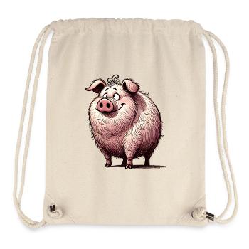 cochon dessin animé porc animal de la ferme - Sac à cordon recyclé Stanley/Stella - blanc naturel - Devant