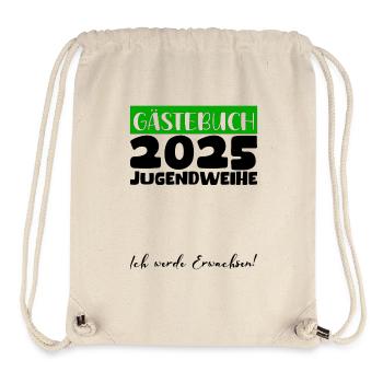 Jugendweihe 2025 Gästebuch Geschenk Mädchen Jungen - Stanley/Stella recycelter Gym Bag - Naturweiß - Vorne