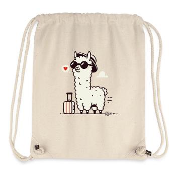 Travel llama with suitcase - Stanley/Stella Recycled Gym Bag - natural - Front