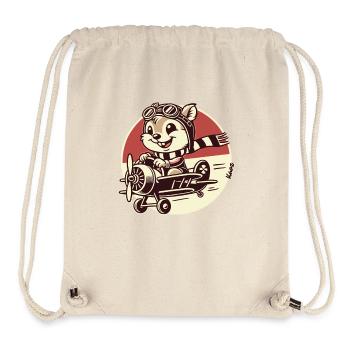 Lustiger Eichhörnchen Pilot im Propeller-Flugzeug - Stanley/Stella recycelter Gym Bag - Naturweiß - Vorne