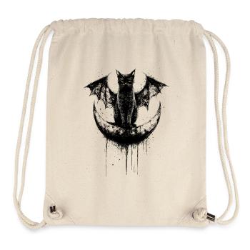 Gothique Noir Chat Chauve-souris Ailes Croissant de Lune Sombre - Sac à cordon recyclé Stanley/Stella - blanc naturel - Devant