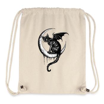 Gothique Noir Chat Chauve-souris Ailes Croissant de Lune Sombre - Sac à cordon recyclé Stanley/Stella - blanc naturel - Devant
