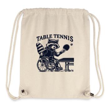Tennis de table en fauteuil roulant raton laveur illustration - Sac à cordon recyclé Stanley/Stella - blanc naturel - Devant