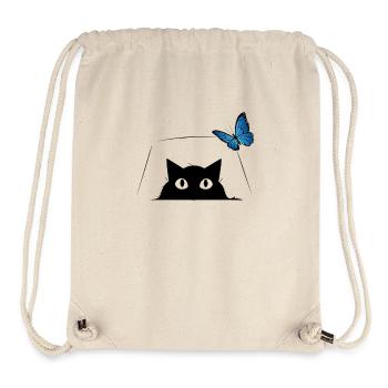 Chat mignon et papillon bleu Chat mignon - Sac à cordon recyclé Stanley/Stella - blanc naturel - Devant