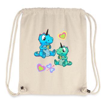 Einhorn Drache Retro Kinder Kind Baby - Stanley/Stella recycelter Gym Bag - Naturweiß - Vorne