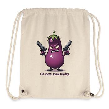 Badass Aubergine – Allez-y, faites ma journée - Sac à cordon recyclé Stanley/Stella - blanc naturel - Devant