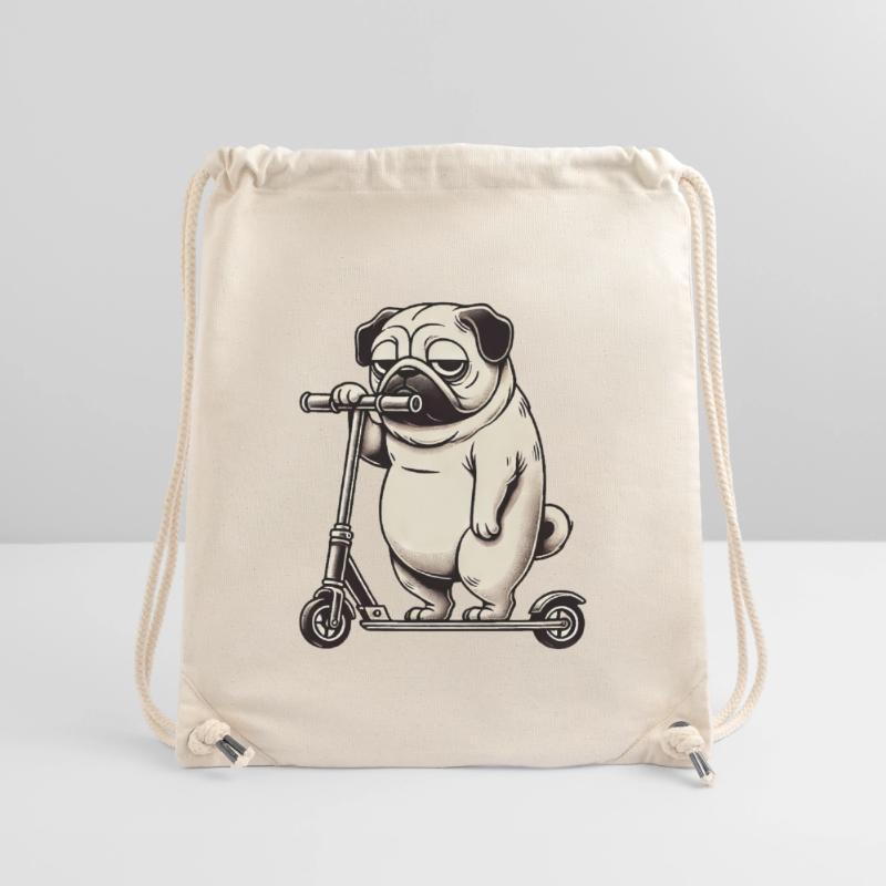 Funny Pug Scooter Scooter Kickroller Grumpy Stanley/Stella Recycled Gym Bag