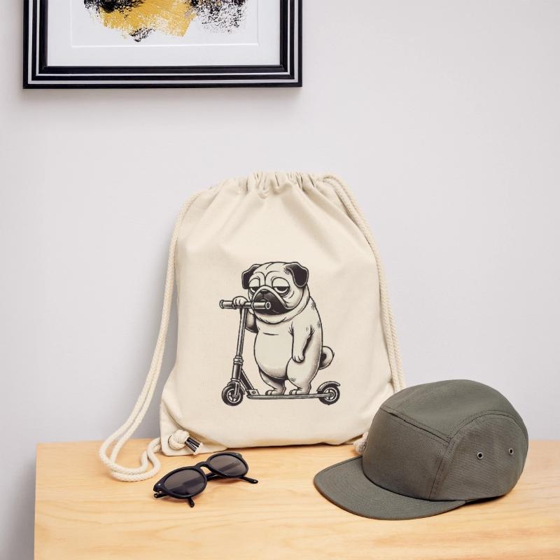 Funny Pug Scooter Scooter Kickroller Grumpy Stanley/Stella Recycled Gym Bag