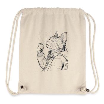 Chat avec articulation : Tigre domestique décontracté en sweat à capuche - Sac à cordon recyclé Stanley/Stella - blanc naturel - Devant