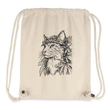Chat avec couronne de chanvre : Tigre domestique majestueux - Sac à cordon recyclé Stanley/Stella - blanc naturel - Devant