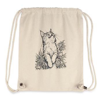 Chat en frénésie : Tigre domestique heureux en chanvre - Sac à cordon recyclé Stanley/Stella - blanc naturel - Devant