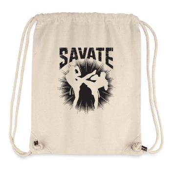 Instructeur Savate Arts Martiaux Français Kickboxing - Sac à cordon recyclé Stanley/Stella - blanc naturel - Devant
