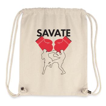 Instructeur Savate Arts Martiaux Français Kickboxing - Sac à cordon recyclé Stanley/Stella - blanc naturel - Devant