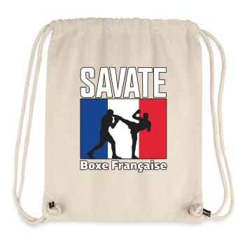 Instructeur Savate Arts Martiaux Français Kickboxing - Sac à cordon recyclé Stanley/Stella - blanc naturel - Devant