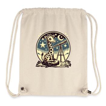 Giraffe observes stars with telescope - Stanley/Stella Recycled Gym Bag - natural - Front