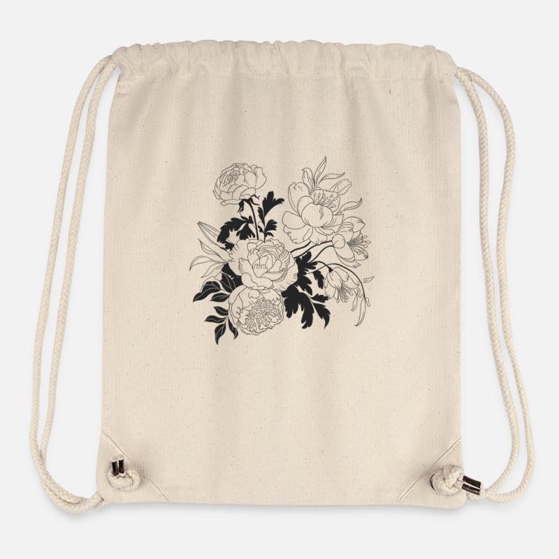 Elegante Blumenillustration mit Pfingstrosen und - Stanley/Stella recycelter Gym Bag - Naturweiß