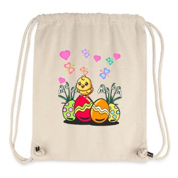 Pâques Pâques Printemps Poussin Oeufs de Pâques - Sac à cordon recyclé Stanley/Stella - blanc naturel - Devant