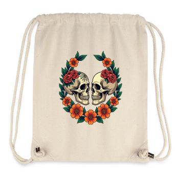 Crânes & Fleurs Sombre Esthétique Floral - Sac à cordon recyclé Stanley/Stella - blanc naturel - Devant