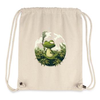 Frog in Lotus Position with Joint - Weed Frog Design - Stanley/Stella Recycled Gym Bag - natural - Front