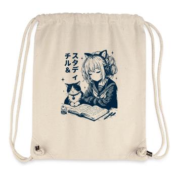 Study and Chill Cat Girl - Stanley/Stella recycelter Gym Bag - Naturweiß - Vorne