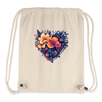 Herz aus stilisierten Blüten - Moderne Blumenkunst - Stanley/Stella recycelter Gym Bag - Naturweiß - Vorne