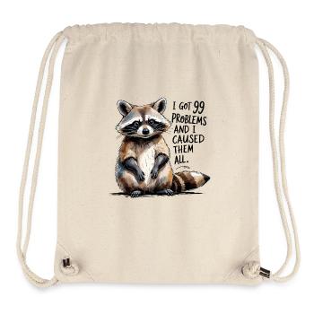 Vilain raton laveur – 99 problèmes et c’était moi - Sac à cordon recyclé Stanley/Stella - blanc naturel - Devant