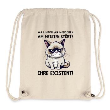 Deine Existenz - Mies gelaunte Katze mit Hassblick - Stanley/Stella recycelter Gym Bag - Naturweiß - Vorne