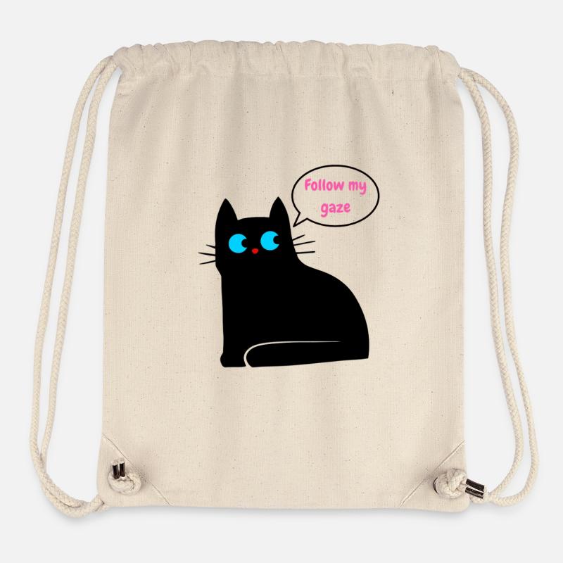 Chat noir qui demande qu'on suit sont regard - Sac à cordon recyclé Stanley/Stella - blanc naturel