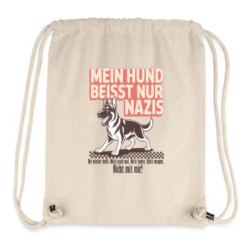 Mein Schaeferhund beisst nur Nazis - Stanley/Stella recycelter Gym Bag - Naturweiß - Vorne
