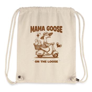 Mama Gans Auf Dem Losen Süße Mama Gans Auf Roller - Stanley/Stella recycelter Gym Bag - Naturweiß - Vorne