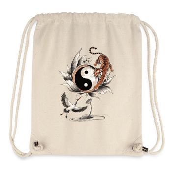 Tiger und Kranich Yin Yang Balance Art - Stanley/Stella recycelter Gym Bag - Naturweiß - Vorne