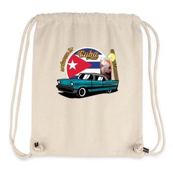 Cuba Cigare Voiture Rhum Libre Havana Souvenir rétro - Sac à cordon recyclé Stanley/Stella - blanc naturel - Devant