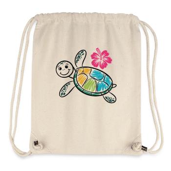 Bunte Schildkröte mit Hibiskus – Sommer Shirt - Stanley/Stella recycelter Gym Bag - Naturweiß - Vorne