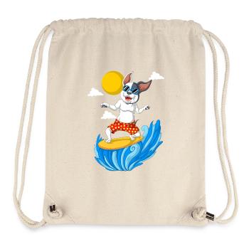 Fun Surfing French Bulldog Illustration - Stanley/Stella Recycled Gym Bag - natural - Front