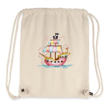 Bateau pirate imaginatif en haute mer avec - Sac à cordon recyclé Stanley/Stella - blanc naturel - Devant